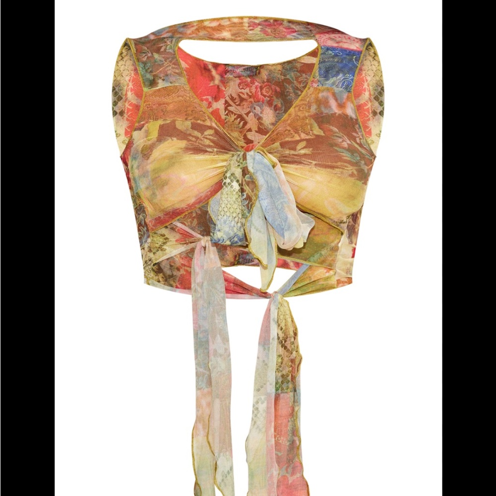 Pretty Little Thing mesh tie shirt size 8